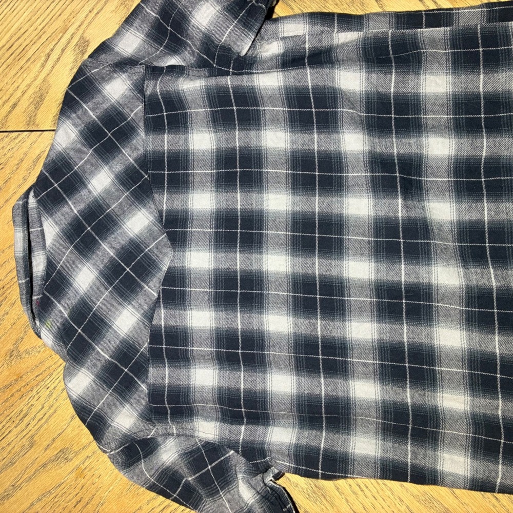 Wrangler Wrancher Mens Black White Plaid Pearl Snap Western Flannel Shirt Medium - Picture 6 of 6